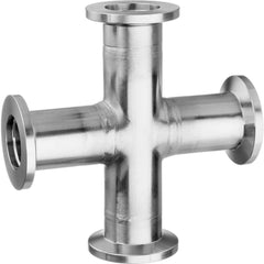 Metal Vacuum Tube Fittings; Material: Stainless Steel; Fitting Type: Cross; Tube Outside Diameter: 1.000; Fitting Shape: Cross; Connection Type: Quick-Clamp; Maximum Vacuum: 0.0000001 torr at 72 Degrees F; Thread Standard: None; Flange Outside Diameter: 1