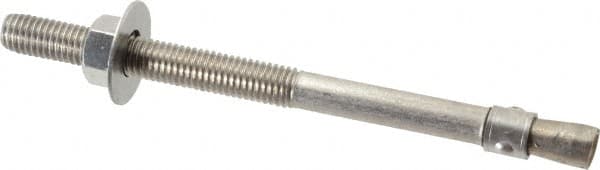 Red Head - 1/2" Diam, 1/2" Drill, 7" OAL, 3-3/16" Min Embedment Wedge Expansion Concrete Anchor - 304 Stainless Steel, Hex Nut Head, Hex Drive, 3-1/2" Thread Length - Americas Industrial Supply