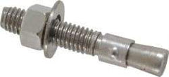 Red Head - 3/8" Diam, 3/8" Drill, 2-1/4" OAL, 1-5/8" Min Embedment Wedge Expansion Concrete Anchor - 304 Stainless Steel, Hex Nut Head, Hex Drive, 1-1/8" Thread Length - Americas Industrial Supply