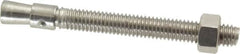 Red Head - 3/8" Diam, 3/8" Drill, 3-3/4" OAL, 3/4" Min Embedment Wedge Expansion Concrete Anchor - 304 Stainless Steel, Hex Nut Head, Hex Drive, 2-1/2" Thread Length - Americas Industrial Supply