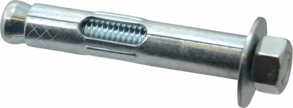 Red Head - 1/2" Diam, 1/2" Drill, 3" OAL, 1-5/8" Min Embedment Sleeve Concrete Anchor - Steel, Zinc-Plated Finish, Hex Nut Head, Hex Drive - Americas Industrial Supply