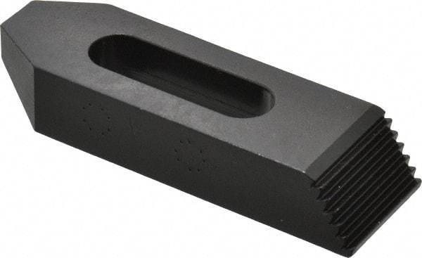TE-CO - 1/2" Stud, Steel, Plain Strap Clamp - 1-5/16" Travel, 4" OAL x 1-1/4" Wide x 3/4" High, Black Oxide Finish, Tapered Nose - Americas Industrial Supply