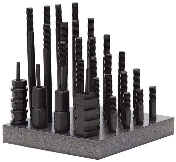 TE-CO - 38 Piece, 3/4-10 Stud, 7/8" T Slot, T Nut & Stud Kit - 1-1/2" T-Slot Nut Width, 3, 4, 5, 6, 7, 8" Stud Lengths - Americas Industrial Supply