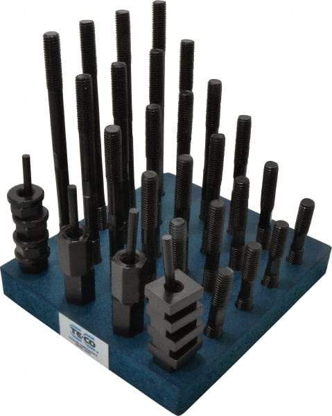 TE-CO - 38 Piece, 1/2-13 Stud, 5/8" T Slot, T Nut & Stud Kit - 1" T-Slot Nut Width, 3, 4, 5, 6, 7, 8" Stud Lengths - Americas Industrial Supply