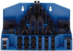 Value Collection - 52 Piece Fixturing Step Block & Clamp Set with 1" Step Block, 11/16" T-Slot, 1/2-13 Stud Thread - 1-1/8" Nut Width, 3, 4, 5, 6, 7 & 8" Stud Lengths - Americas Industrial Supply