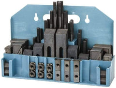 Value Collection - 52 Piece Fixturing Step Block & Clamp Set with 1" Step Block, 9/16" T-Slot, 3/8-16 Stud Thread - 7/8" Nut Width, 3, 4, 5, 6, 7 & 8" Stud Lengths - Americas Industrial Supply