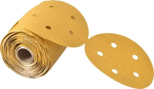 Norton - 5" Diam, 100 Grit Aluminum Oxide Adhesive PSA Disc - Medium Grade, Gold, C Weighted Backing, Flexible - Americas Industrial Supply