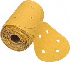 Norton - 5" Diam, 120 Grit Aluminum Oxide Adhesive PSA Disc - Fine Grade, Gold, C Weighted Backing, Flexible - Americas Industrial Supply