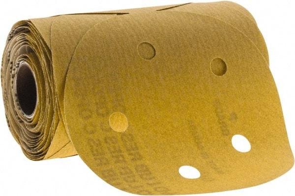 Norton - 5" Diam, 240 Grit Aluminum Oxide Adhesive PSA Disc - Very Fine Grade, Gold, C Weighted Backing, Flexible - Americas Industrial Supply