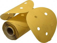 Norton - 5" Diam, 320 Grit Aluminum Oxide Adhesive PSA Disc - Very Fine Grade, Gold, C Weighted Backing, Flexible - Americas Industrial Supply