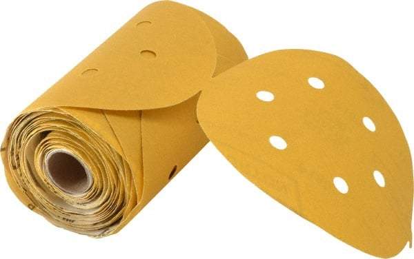 Norton - 6" Diam, 180 Grit Aluminum Oxide Adhesive PSA Disc - Fine Grade, Gold, C Weighted Backing, Flexible - Americas Industrial Supply