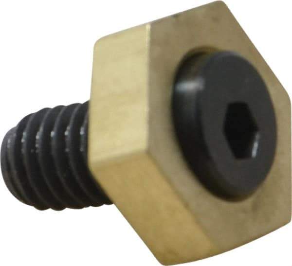 Mitee-Bite - 13/16" Brass Hex, 3/8-16 Stud Thread, Symmetrical Hex Clamp - 1/4" Hex Height, 2,000 Lb Holding Force, Hardened Steel Stud, 23/32" Long Thread, 20.8 Ft/Lb Torque, 10 Clamps - Americas Industrial Supply