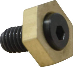 Mitee-Bite - 13/16" Brass Hex, 3/8-16 Stud Thread, Symmetrical Hex Clamp - 1/4" Hex Height, 2,000 Lb Holding Force, Hardened Steel Stud, 23/32" Long Thread, 20.8 Ft/Lb Torque, 10 Clamps - Americas Industrial Supply