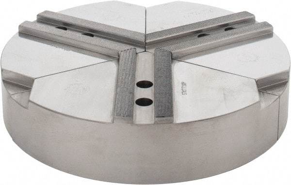 Abbott Workholding Products - 10" & Up Chuck Capacity, 1.5mm x 60° Serrated Attachment, Round Soft Lathe Chuck Jaw - 3 Jaws, Steel, 1.1811" Btw Mount Hole Ctrs, 10" Wide x 2" High, 0.6299" Groove, 0.4724" & 12mm Fastener - Americas Industrial Supply