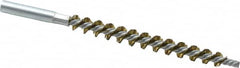 Schaefer Brush - 4" Brush Length, 7/16" Diam, Double Stem, Single Spiral Tube Brush - 6-1/4" Long, Brass, 12-24 Female Connection - Americas Industrial Supply