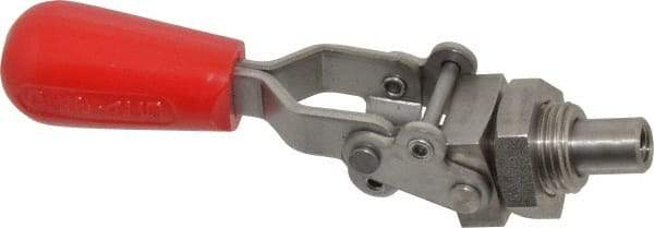 De-Sta-Co - 200 Lb Load Capacity, Mounting Plate Base, Stainless Steel, Standard Straight Line Action Clamp - 0.39" Plunger Diam, Straight Handle - Americas Industrial Supply