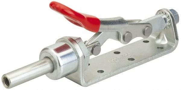 De-Sta-Co - 450 Lb Load Capacity, Flanged Base, Carbon Steel, Standard Straight Line Action Clamp - 6 Mounting Holes, 0.2" Mounting Hole Diam, 0.44" Plunger Diam, Thumb Handle - Americas Industrial Supply