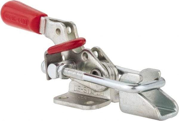 De-Sta-Co - 360 Lb Capacity, Horizontal, U Hook, Flanged Base, Carbon Steel Pull Action Latch Clamp - 1.18" Drawing Movement, 3.88" OAL, Threaded U Hook, Straight Handle - Americas Industrial Supply
