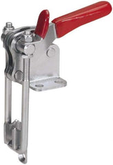 De-Sta-Co - 1,000 Lb Capacity, Vertical, U Hook, Flanged Base, Stainless Steel Pull Action Latch Clamp - 2.04" Drawing Movement, 4.1" OAL, Threaded U Hook, Straight Handle - Americas Industrial Supply