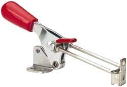 De-Sta-Co - 500 Lb Capacity, Vertical, U Hook, Flanged Base, Carbon Steel Pull Action Latch Clamp - 1.53" Drawing Movement, 3.49" OAL, Threaded U Hook, Straight Handle - Americas Industrial Supply