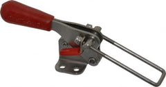 De-Sta-Co - 500 Lb Capacity, Vertical, U Hook, Flanged Base, Stainless Steel Pull Action Latch Clamp - 1.53" Drawing Movement, 3.49" OAL, Threaded U Hook, Straight Handle - Americas Industrial Supply