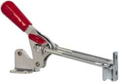 De-Sta-Co - 1,000 Lb Capacity, Vertical, U Hook, Flanged Base, Carbon Steel Pull Action Latch Clamp - 2.04" Drawing Movement, 4.1" OAL, Threaded U Hook, Straight Handle - Americas Industrial Supply