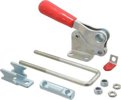 De-Sta-Co - 2,000 Lb Capacity, Vertical, U Hook, Flanged Base, Carbon Steel Pull Action Latch Clamp - 2.46" Drawing Movement, 5.77" OAL, Threaded U Hook, Straight Handle - Americas Industrial Supply