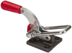 De-Sta-Co - 4,000 Lb Capacity, Horizontal, U Hook, Flanged Base, Carbon Steel Pull Action Latch Clamp - 3-1/2" Drawing Movement, 10.19" OAL, Threaded U Hook, Straight Handle - Americas Industrial Supply