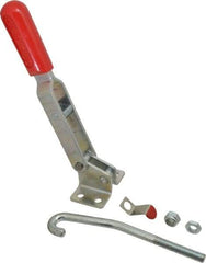 De-Sta-Co - 1,000 Lb Capacity, Horizontal, J Hook, Flanged Base, Carbon Steel Pull Action Latch Clamp - 6.13" Drawing Movement, 13.45" OAL, Straight Handle - Americas Industrial Supply