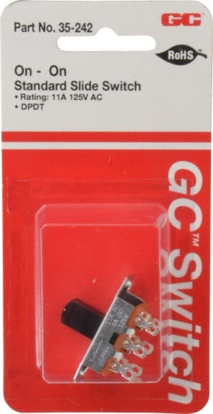 GC/Waldom - 0.50 at 125 VDC, 11 at 125 VAC, DPDT Solder Slide Switch - Americas Industrial Supply