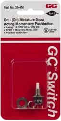 GC/Waldom - 1/4 Inch Mount Hole, Miniature Pushbutton Switch Only - White Pushbutton, Nonilluminated, Momentary (MO), On-On - Americas Industrial Supply