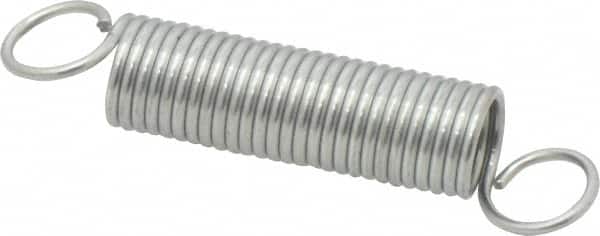 Made in USA - 15/32" OD, 10.43 Lb Max Load, 3-5/8" Max Ext Len, 0.054" Wire Diam Extension Spring - 6.43 Lb/In Rating - Americas Industrial Supply