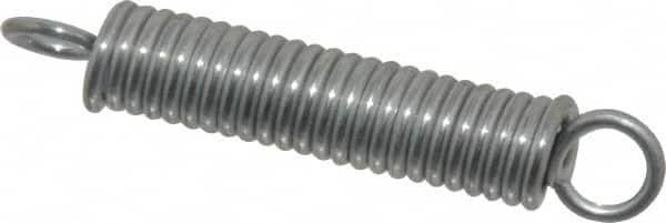 Made in USA - 3/8" OD, 19.24 Lb Max Load, 2-9/16" Max Ext Len, 0.062" Wire Diam Extension Spring - 31.84 Lb/In Rating - Americas Industrial Supply