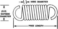 Made in USA - 11/32" OD, 23.43 Lb Max Load, 6-3/8" Max Ext Len, 0.062" Wire Diam Extension Spring - 17.77 Lb/In Rating - Americas Industrial Supply