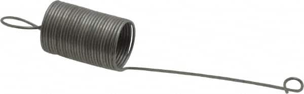 Made in USA - 11/32" OD, 0.79 Lb Max Load, 4-23/32" Max Ext Len, 0.02" Wire Diam Extension Spring - 0.26 Lb/In Rating - Americas Industrial Supply
