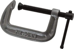 Gibraltar - Light-Duty 2" Max Opening, 1-1/8" Throat Depth, Cast Iron Standard C-Clamp - 400 Lb Capacity, 0" Min Opening, Standard Throat Depth, Malleable Cast Iron Screw - Americas Industrial Supply