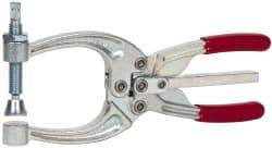 De-Sta-Co - 3113.76 N Load Capacity, 2.72" Throat Depth, 8.51" OAL, Carbon Steel, C Style Plier Clamp - 4.16" Max Jaw Capacity, M10x1.5 Spindle, 4.16" Open Throat Height, Red Handle, Spindle End - Americas Industrial Supply