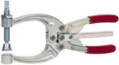De-Sta-Co - 3113.76 N Load Capacity, 2.72" Throat Depth, 8.51" OAL, Carbon Steel, C Style Plier Clamp - 4.16" Max Jaw Capacity, M10x1.5 Spindle, 4.16" Open Throat Height, Red Handle, Spindle End - Americas Industrial Supply