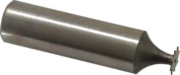 Made in USA - 5/16" Diam x 1/64" Face Width, High Speed Steel, 8 Teeth, Shank Connection Woodruff Keyseat Cutter - Uncoated, 2-1/16" OAL x 1/2" Shank, Straight Teeth - Americas Industrial Supply