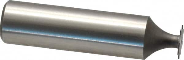 Made in USA - 3/8" Diam x 1/64" Face Width, High Speed Steel, 8 Teeth, Shank Connection Woodruff Keyseat Cutter - Uncoated, 2-1/16" OAL x 1/2" Shank, Straight Teeth - Americas Industrial Supply