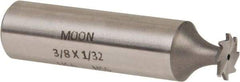 Made in USA - 3/8" Diam x 1/32" Face Width, High Speed Steel, 8 Teeth, Shank Connection Woodruff Keyseat Cutter - Uncoated, 2-1/16" OAL x 1/2" Shank, Straight Teeth - Americas Industrial Supply