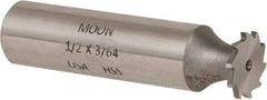 Made in USA - 1/2" Diam x 3/64" Face Width, High Speed Steel, 12 Teeth, Shank Connection Woodruff Keyseat Cutter - Uncoated, 2-1/16" OAL x 1/2" Shank, Straight Teeth - Americas Industrial Supply