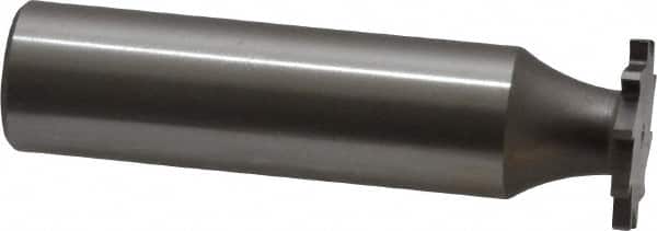Made in USA - 5/8" Diam x 1/16" Face Width, High Speed Steel, 12 Teeth, Shank Connection Woodruff Keyseat Cutter - Uncoated, 2-3/32" OAL x 1/2" Shank, Straight Teeth - Americas Industrial Supply