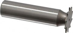 Made in USA - 3/4" Diam x 1/32" Face Width, High Speed Steel, 14 Teeth, Shank Connection Woodruff Keyseat Cutter - Uncoated, 2-1/8" OAL x 1/2" Shank, Straight Teeth - Americas Industrial Supply