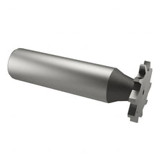 Made in USA - 3/4" Diam x 1/16" Face Width, High Speed Steel, 14 Teeth, Shank Connection Woodruff Keyseat Cutter - Uncoated, 2-1/8" OAL x 1/2" Shank, Straight Teeth - Americas Industrial Supply