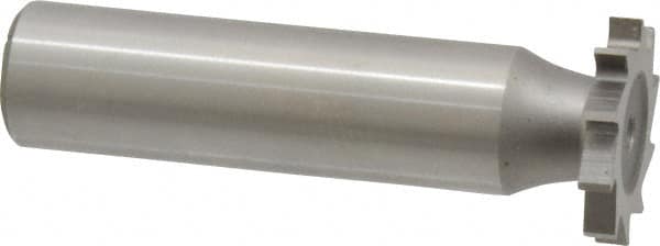 Made in USA - 3/4" Diam x 7/64" Face Width, High Speed Steel, 14 Teeth, Shank Connection Woodruff Keyseat Cutter - Uncoated, 2-1/8" OAL x 1/2" Shank, Straight Teeth - Americas Industrial Supply