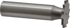 Made in USA - 7/8" Diam x 1/16" Face Width, High Speed Steel, 14 Teeth, Shank Connection Woodruff Keyseat Cutter - Uncoated, 2-5/32" OAL x 1/2" Shank, Straight Teeth - Americas Industrial Supply