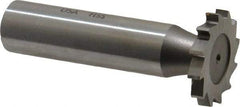 Made in USA - 7/8" Diam x 1/8" Face Width, High Speed Steel, 14 Teeth, Shank Connection Woodruff Keyseat Cutter - Uncoated, 2-5/32" OAL x 1/2" Shank, Straight Teeth - Americas Industrial Supply
