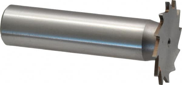 Made in USA - 1" Diam x 3/64" Face Width, High Speed Steel, 16 Teeth, Shank Connection Woodruff Keyseat Cutter - Uncoated, 2-3/16" OAL x 1/2" Shank, Straight Teeth - Americas Industrial Supply