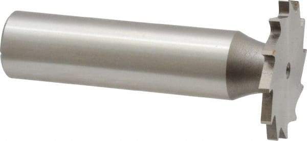 Made in USA - 1" Diam x 5/64" Face Width, High Speed Steel, 12 Teeth, Shank Connection Woodruff Keyseat Cutter - Uncoated, 2-3/16" OAL x 1/2" Shank, Straight Teeth - Americas Industrial Supply